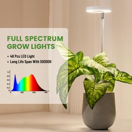 LBW Grow Light for Indoor Plants, Height Adjustable Plant Grow Lamp with Auto On/Off Timer 4/8/12H, 4 Dimmable Brightness, for Small Plants, White, 3 Packs