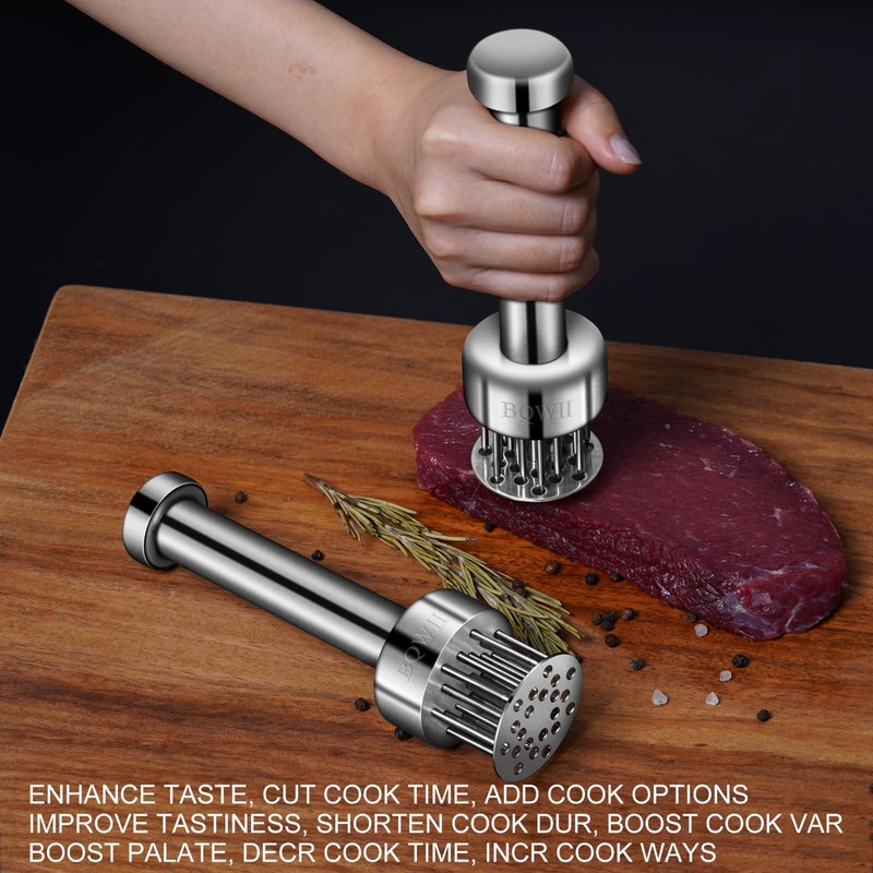 BQWII Stainless Steel Meat Tenderizer Tool with 21 Sharp Needles