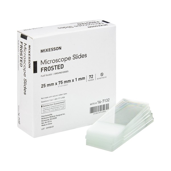 McKesson Frosted Glass Microscope Slides with Ground Edges, 1" x