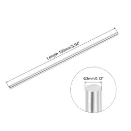 sourcing map 3mmx100mm 304 Stainless Steel Solid Round Rod for DIY Crafts - 3pcs