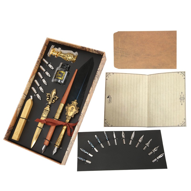 Feather Pen Set Retro British Creativity Writing Suit for Business