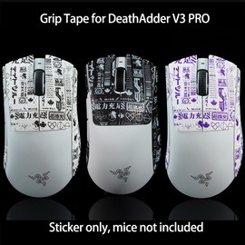 JIROAOTIC Mouse Grip Tape Compatible with Razer Deathadder V3 Pro Gaming Mouse Skate Lizard Skin Non-Slip Suction Sweat Precut Sticker Mice Upgrade Kit V3PRO-EVA White-0.5 mm
