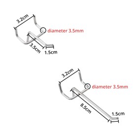 Leliafleury 20PCS Pegboard Hooks 10 x 3.2cm Metal Peg Board Hooks for Retail Store Supermarket Kitchen Home, Silver