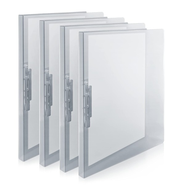 CRANBURY Punchless Clamp Binder Folder (4 Pack, Gray) - 8.5x11"