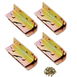 rflaueo 4 Sets Bed Rail Brackets Bed Brackets Corner Bed Hinges Fixing Corners Heavy Duty Hardware Frame Bracket Fittings Fastener(U234-4)
