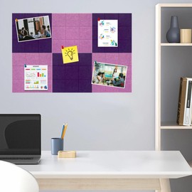 HULAVO Large Felt Cork Board for Wall 36" x 24" with 35 Pushpins, Self Adhesive DIY Felt Bulletin Board for Office School Home Wall Decor Stickers Memos (Purple & Light Purple)