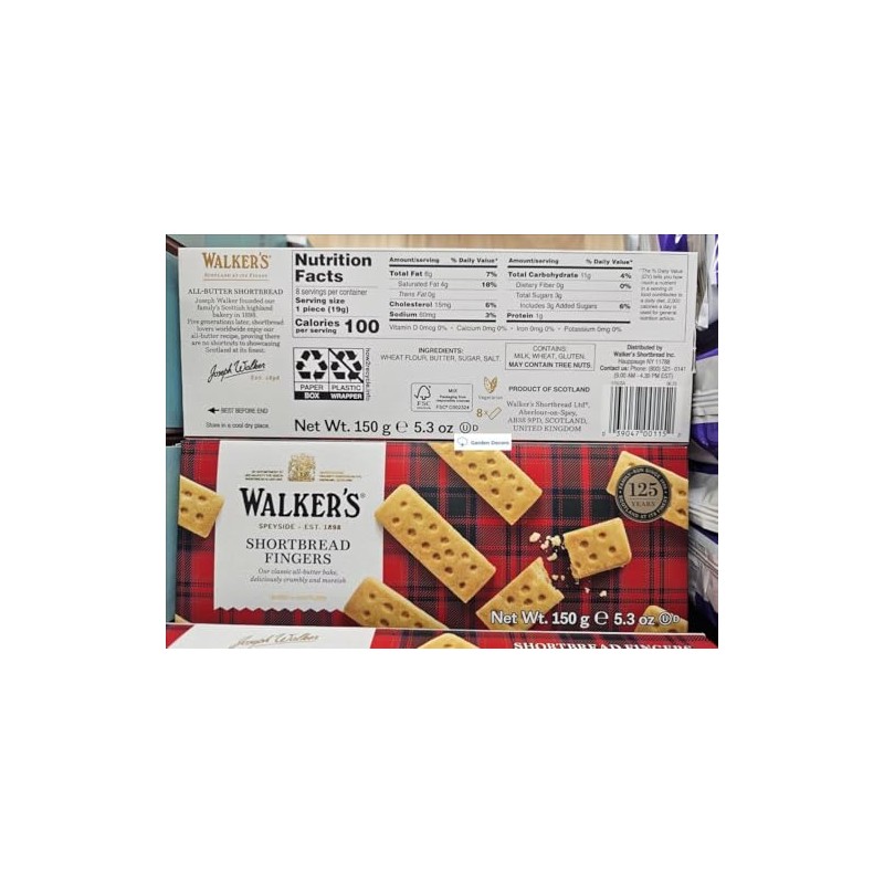 Walkers Scottish Pure Butter Shortbread Fingers 5.3oz 150g (Two Boxes)