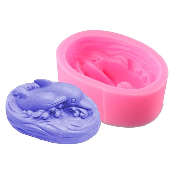 Uniquer Silicone Molds,3D Dolphins Family Soap Molds,Animals Shape Craft Candle