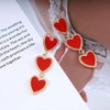 Aneneiceera Red Heart Drop Earrings Unique Interlocking Heart Dangle Earrings