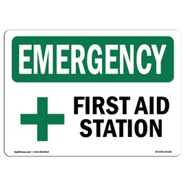 OSHA Emergency Sign - First Aid Station | Vinyl Label Decal | Protect Your Business, Construction Site, Warehouse & Shop Area | Made in The USA