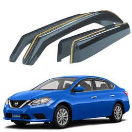 Goodyear Shatterproof in-Channel Window Deflectors for Nissan Sentra 2013-2019, Rain Guards, Window Visors for Cars, Vent Deflector, Car Accessories, 4 pcs - GY003482