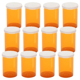 Empty Plastic Pill Bottles with Easy Open Snap Caps (Not Child Resistant), Prescription Medication Vials, Clear Containers, PillCases Dispenser Organizers (20 Dram, 12pcs)