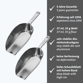 Westmark Baking / Weighing / Filling Scoops, Pack of 2, Capacity: 37 ml Each (approx. 35 g Flour), Aluminium, Hygia, Silver, 910122E3