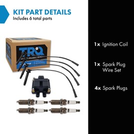 TRQ Ignition Coil and Spark Plug Kit 6 Piece Iridium Spark Plugs Compatible with 2005 Subaru Legacy 2005-2006 Outback