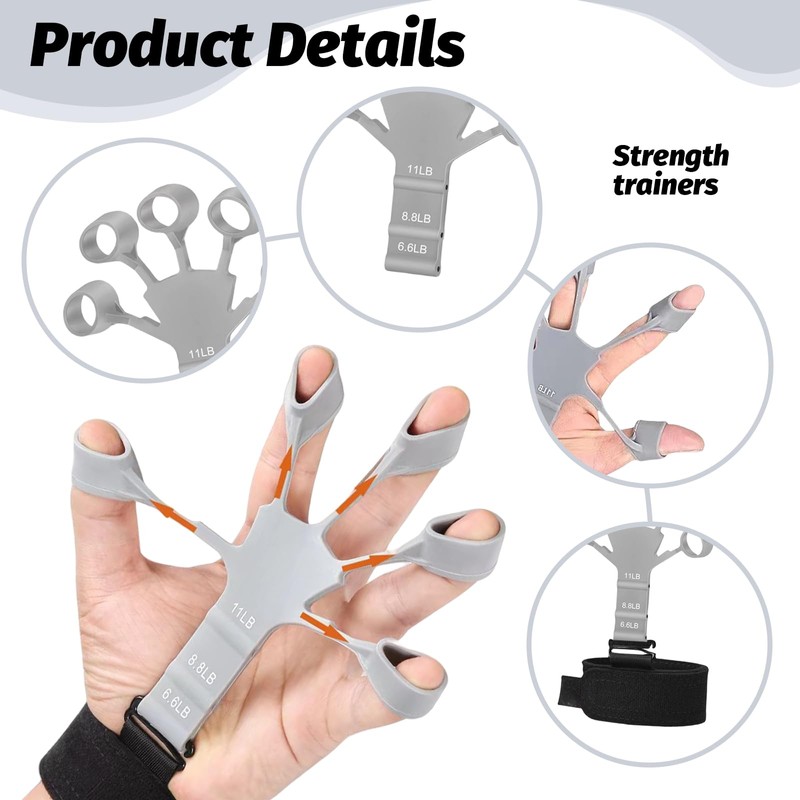 Bzzerumy Hand Trainer 5-Finger Grip Strength Trainer - Set of