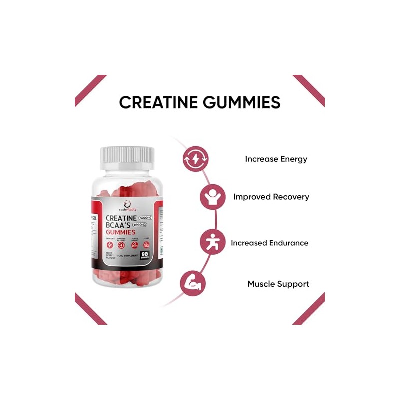 SASH Vitality Creatine Gummies | 90 Gummies | 5000mg Premium