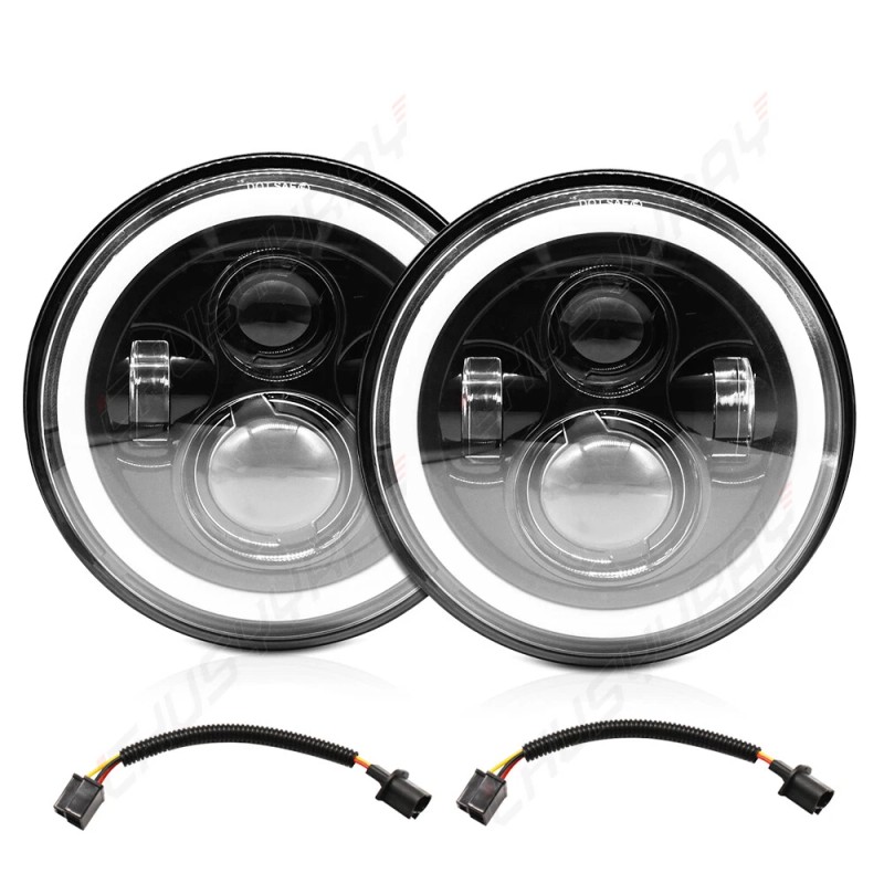 CHUSYYRAY Pair 7" inch Round Led Headlights Hi/Lo Beam FOR