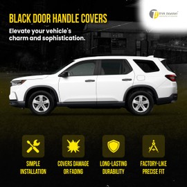 Trim Illusion Snap On Gloss Black Car Door Handle Cover Trim Compatible with Honda Pilot 2023-2024, Works Over Keyless Sensors, DH6340BLK