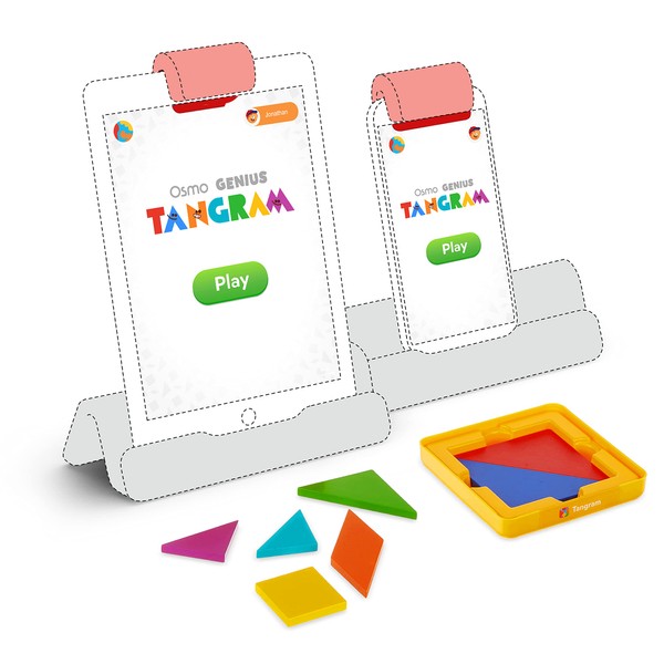 Osmo - Genius Tangram for iPhone, iPad & Fire Tablet - Ages 6-10 - Use Shapes/Colors to Solve for Visual Puzzles (500+) Educational Learning Games - STEM Toy Gifts - Boy & Girl (Osmo Base Required)