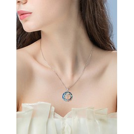 TOUPOP Christmas Gifts for Cat Lovers Sterling Silver Two Cats Necklace with Blue Crystal Cat Pendant Cat Lover Jewelry Gift for Birthday Mothers Day for Women Teen Girls