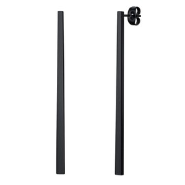 FindChic Long Bar Earrings,Black Gun Plated Stainless Steel Bar Drop Earrings For Women Girls, Minimalist Plain Simple Straight Bar Stick Earrings,Classic Long Vertical Bar Earrings Dangle