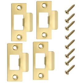 4Pcs Door Strike Plate,Strike Plate Set for Interior Exterior Door Use(Gold) for Wooden Doors House Door