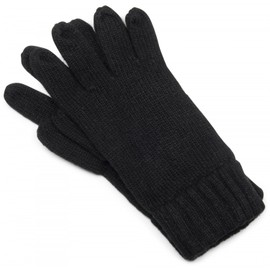 styleBREAKER klassische Handschuhe, warme Strickhandschuhe mit doppeltem Bund, einfarbig, Fingerhandschuhe, Unisex 09010005, Farbe:Schwarz;Größe:S-M