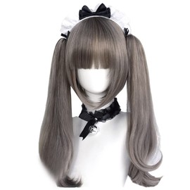 Harajuku Style GAL Type Heat Resistant Wig, Lolita Wig, Cosplay, Twin Tails, Semi-Long, Lolita Style (Gold, Pink, Brown, White, Light Blue), Yume Cute, Straight, Curly Hair, Gradient, Small Face,
