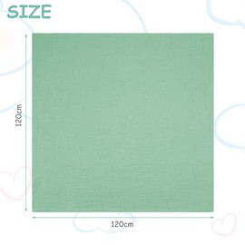 Aolso Baby Swaddling Cloth Muslin Blankets, 120 x 120 cm, Baby Swaddling Cloth Blanket Made of Pure Cotton, Thin Breathable Baby Blanket, Swaddle & Burp Blanket for Newborn Boys and Girls (Green)