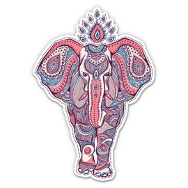 Mandala Elephant Henna Pattern Indian - 12" Vinyl Sticker Waterproof Decal