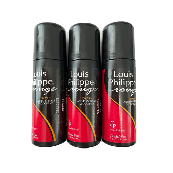 3 Louis Philippe For men Anti-perspirant Deodorant ROUGE 2.5 OZ NEW Roll On