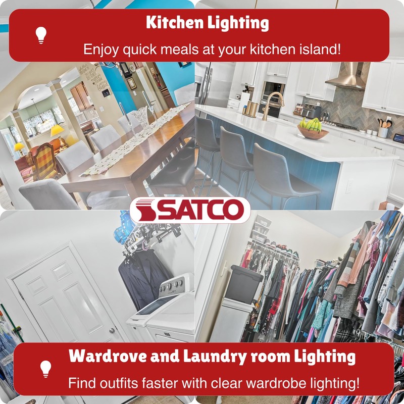 Satco LED Three-Way Lamp, 10/22/33W, Mogul Base, 3000K, White Finish