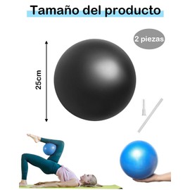 2 Piezas Pelota Pilates, Pelota De Yoga, Pelota Pilates 25 Cm,Pilates,Adecuado para Yoga, Pilates, Centro, Equilibrio, Flexibilidad, Fitness, Rebote, Playa Y Juegos Infantiles (Negro,Azul
