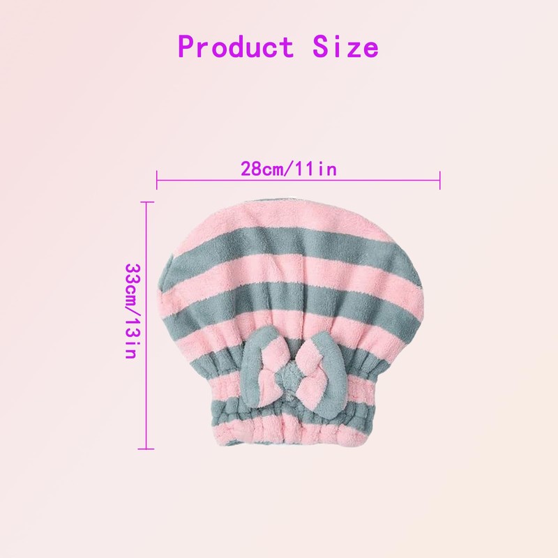 2 Pack Microfiber Hair Drying Cap Towel - Soft &
