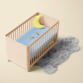 Dudu N Girlie Cot Bed Cotton Fitted Sheets | 120x60 cot mattress fitted sheet | Jersey Soft Besheet Hypoallergenic Elasticated Breathable Fitted Cot Sheets (Pack of 2, White & Blue)