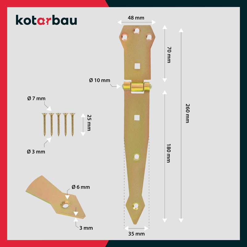 KOTARBAU® Door Hinge 200 mm Galvanised Door Hinge Cross Hinge