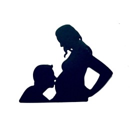 Silhouette PREGNANT WOMAN, DAD & SISTER KISSING BELLY, DOCTORS VISIT + SILHOUETTE DIE CUTS