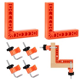 Angle Tensioner 90 Degree, Frame Tensioner 4 Pairs Mounting Clips and 2 Pieces 10 x 10 cm L-Type Corner Clamp Right Angle Clamp Woodworking Tools Frame Tensioner Angle Clamps for Woodworking