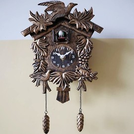 Reloj de cuco con diseño clásico de cuco, reloj de pared para pájaros cantantes, decoración del hogar, reloj de Navidad, regalos de resina, café clásico