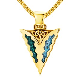 TwoAnts Arrowhead Necklace 925 Sterling Silver Yellow Gold Plated Turquoise Malachite Protection Amulet Pendant Necklace with Celtic Knot Native American Jewelry Gifts for Men Women