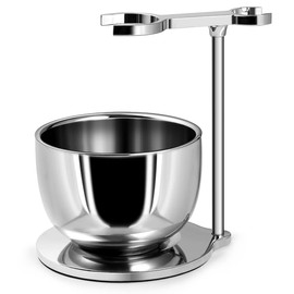 GRUTTI Shaving Stand Kits for Men, Universal Heavy Chrome Shaving Brush Stand Holder with Shaving Bowl-The Best Safety Razor Stand, for Place Manual Razor, Blades, Shaving Brush, Shaving Bowl