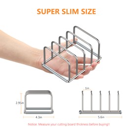 KORRTFID Cutting Board Holder Stand, 2PSC Cutting Board Storage Rack, Cutting Board Organizer, 304 Stainless Steel Cutting Board Holder, Cookie Sheets Organizer (1.0 Inch Width Slots)