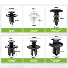 Frokom 120PCS Car Retainer Clips with 1PCS Fastener Remover,6 Popular Sizes Door Trim Panel Clips Bumper Push Rivet Clips for GM Honda Toyota Nissan