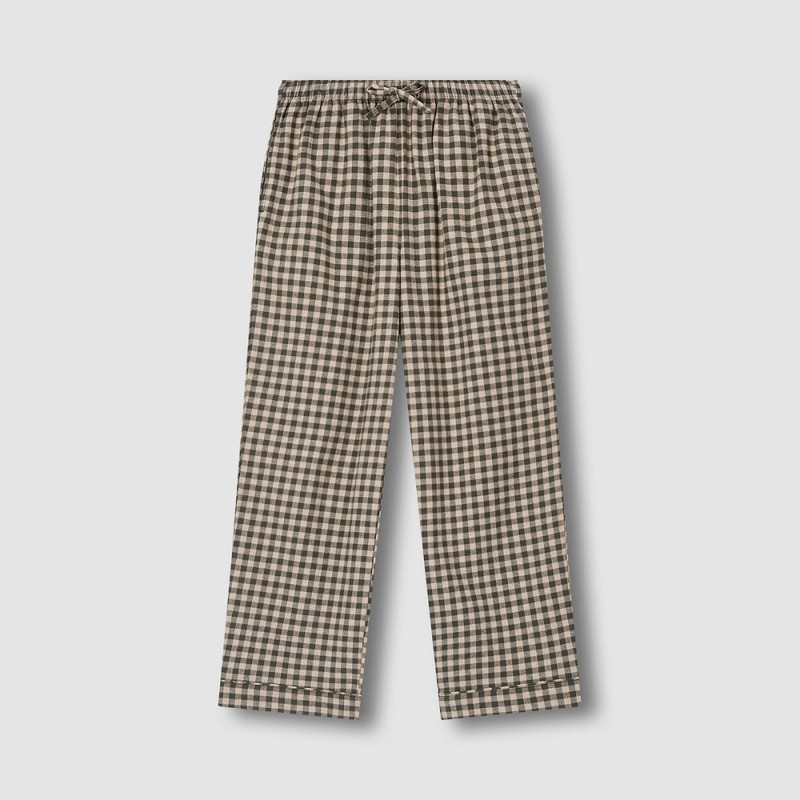 JAJU [JAJU/자주] 여 플란넬 파자마 세트_다크 그린 [JAJU] Women's Flannel