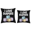 I Love Diapers Stack Cute Humor Fun Throw Pillow