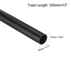 sourcing map 2Pcs Carbon Fiber Tubes 16 x 18 x 330mm Plain Weave Glossy Surface Rod 3K Roll Wrapped Carbon Round Tubing for RC Airplane Quadcopter Multicopter