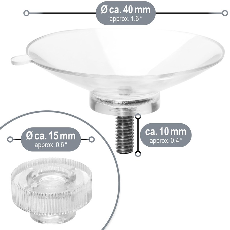 com-four® 16 x suction cups with M4 thread, diameter 40