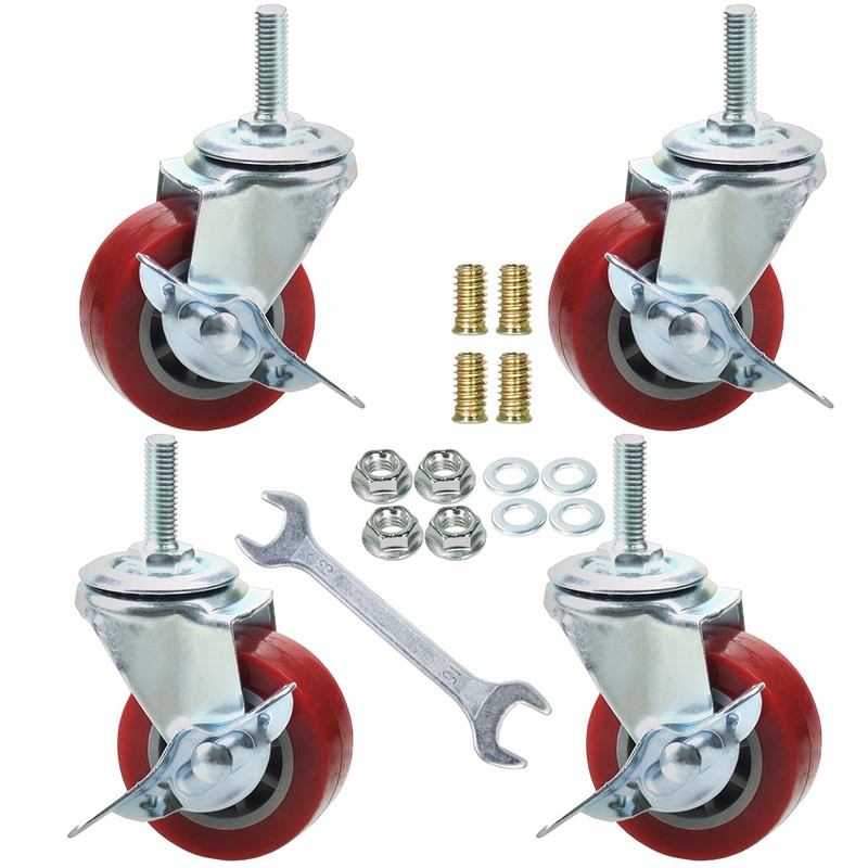 2 Inch Swivel Caster Wheels Set of 4, Locking Casters