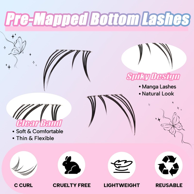 Bottom Lash Clusters Natural Eyelash Clusters Under Eye Lashes (Bottom02)