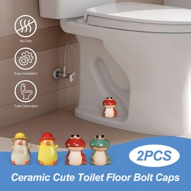 gzpynsgaoh 2PCS Ceramic Duck Toilet Floor Bolt Caps, Decorative Toilet Bolt Covers Cute Bathroom Decor Cute Bathroom Accessories Replacement Parts. (Cute Duck-Shaped)